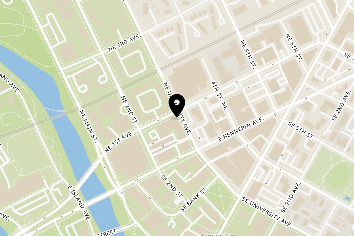 Map showing the location of Nashville Coop Northeast Mpls on 24 University Ave NE #100 in Minneapolis